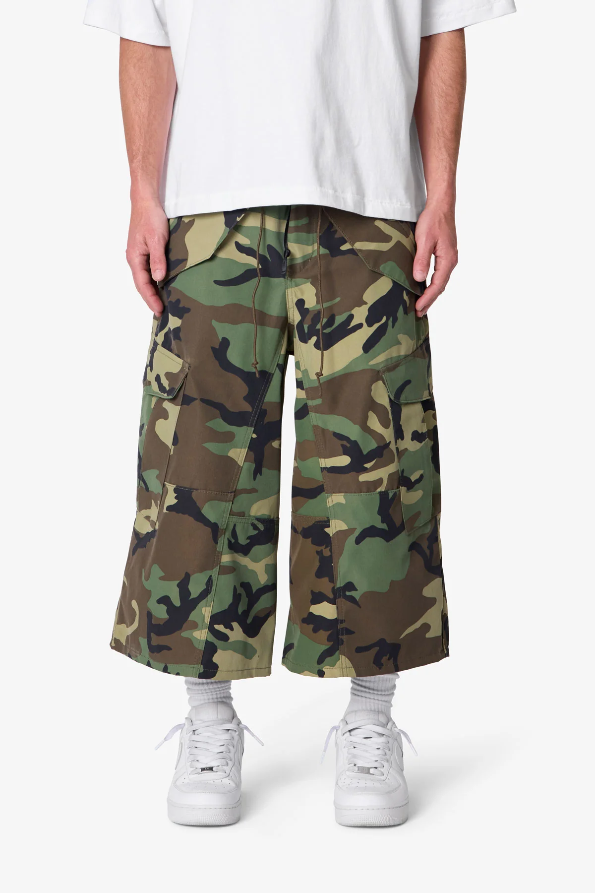 Extra Long Nylon Cargo Shorts - Camo