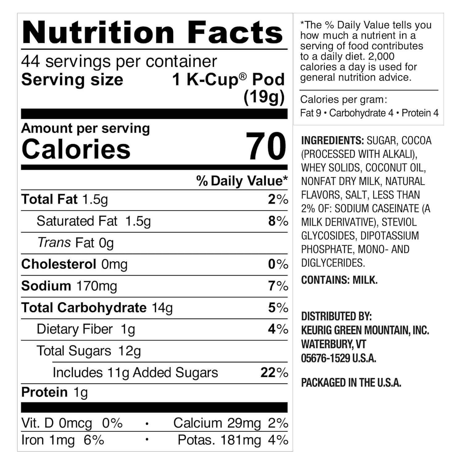 Swiss Miss Milk Chocolate Hot Cocoa. Single-Serve Keurig K-Cup Pods. Hot Chocolate. 44 Count