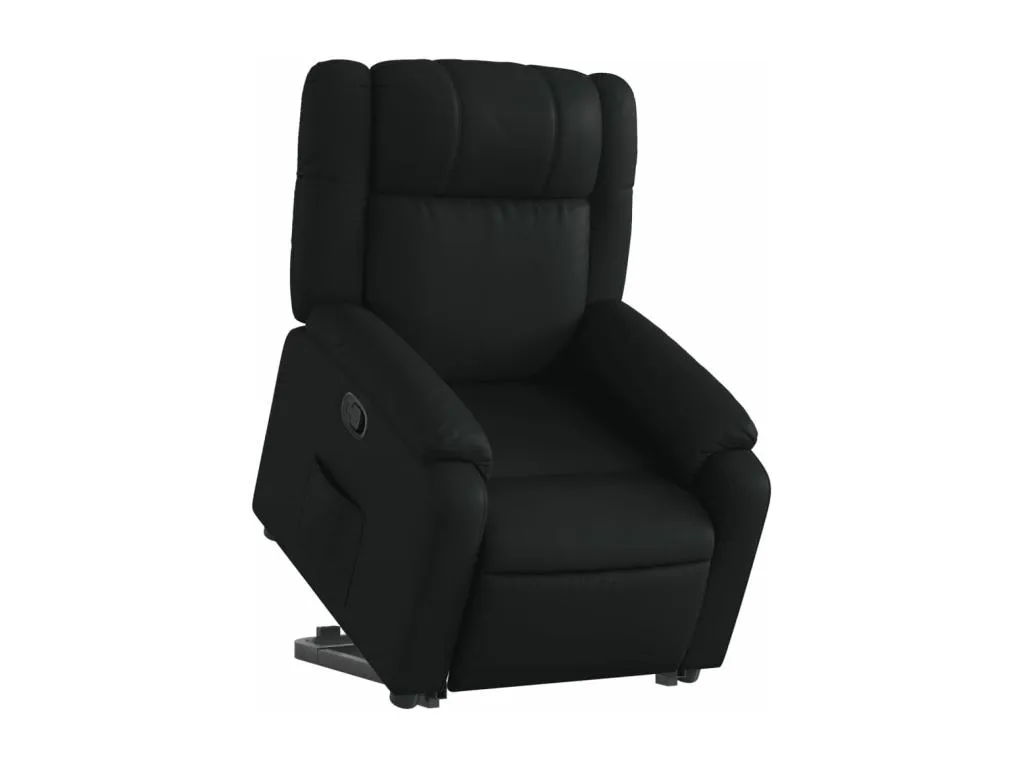 Sillón reclinable elevable en cuero artificial negro. aoq3606462