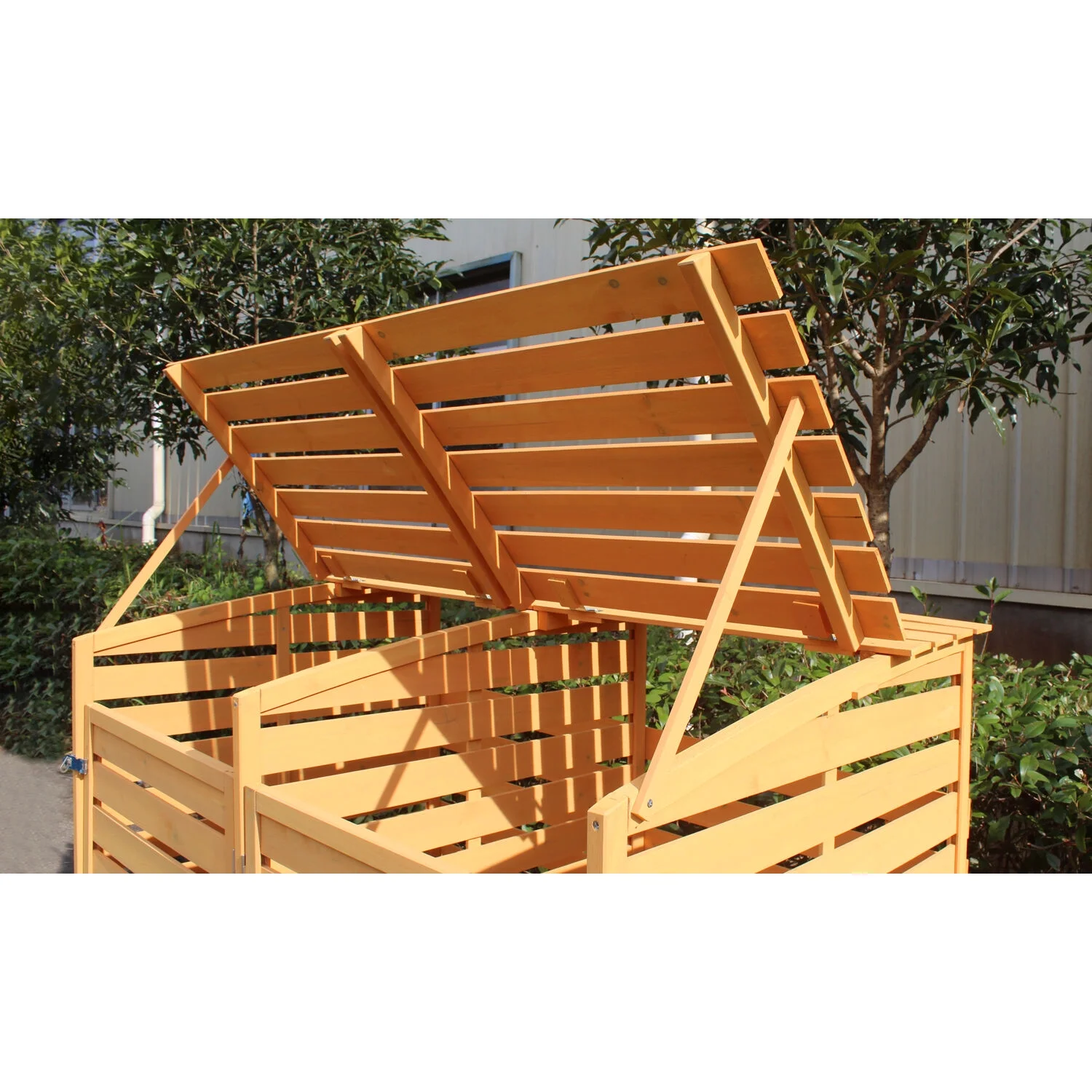 Hanover Outdoor 4.9 ft. x 4 ft. Wooden Trash Bin and Recyclables Storage Shed - HANWS0103-NAT - Image 6