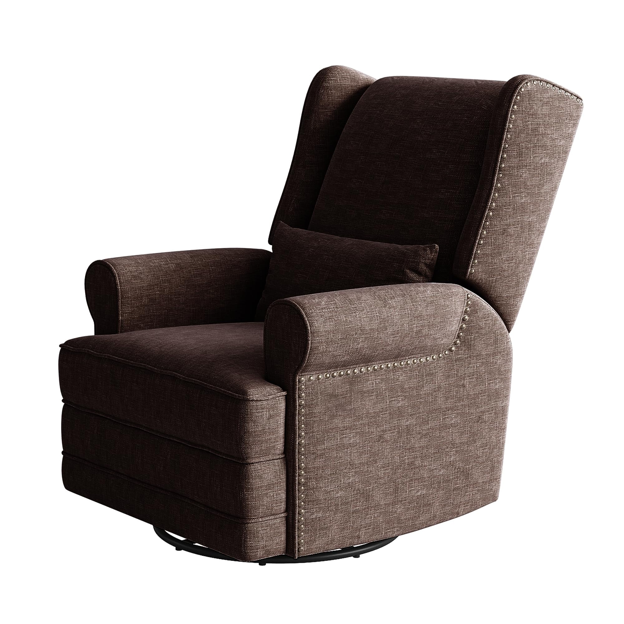 Royalcraft Swivel Nursery Glider Recliner, Comfy Upholstered Glider Chair with Lumbar Pillow and Footrest, Beige - Image 31