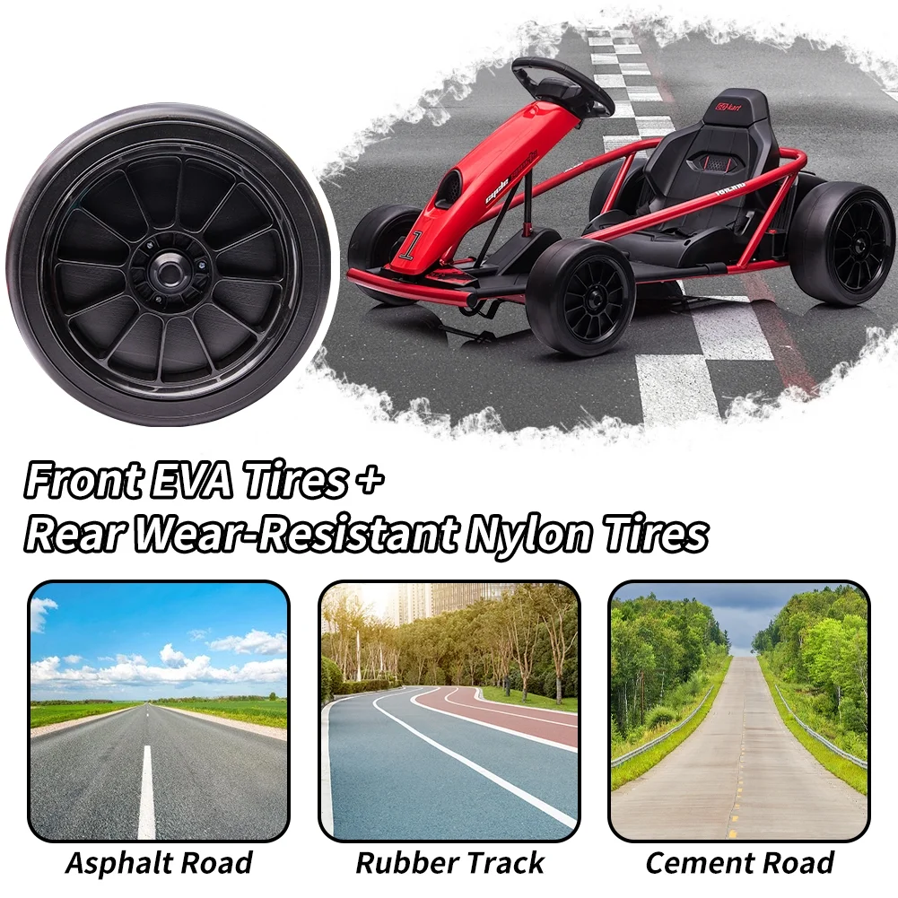 Kojooin Go Kart for Kids,24V Battery 300WX2 Motors Pedal On Foot Go Cart,8MPH High Speed Drifting Car with Slow Start Function,Rose red - Image 12