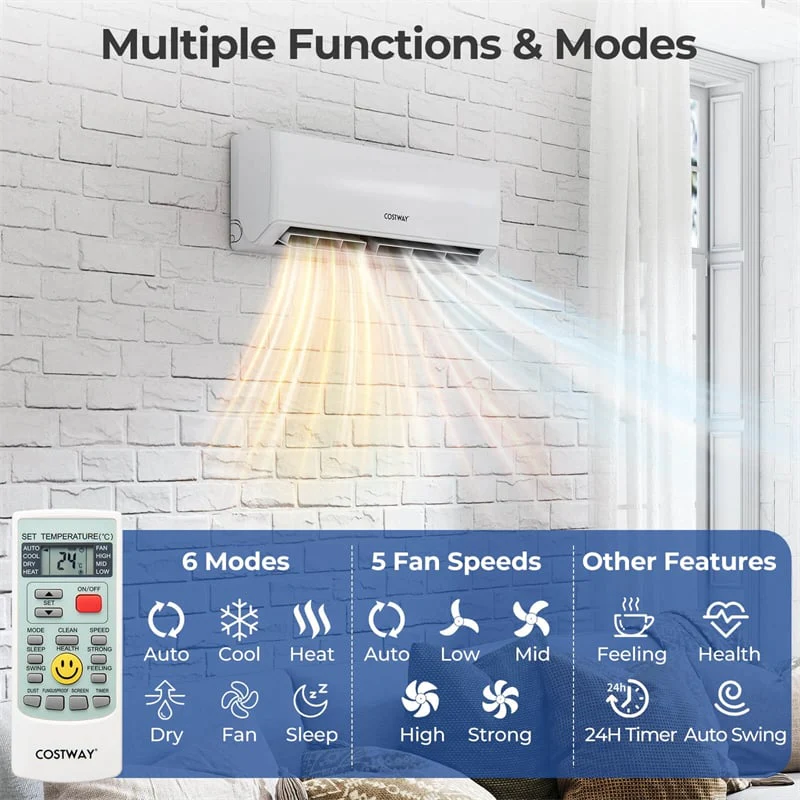 36K BTU 4 Zone 23 SEER2 WiFi Enabled Ductless Mini Split AC with Heat Pump, Energy Star Certified