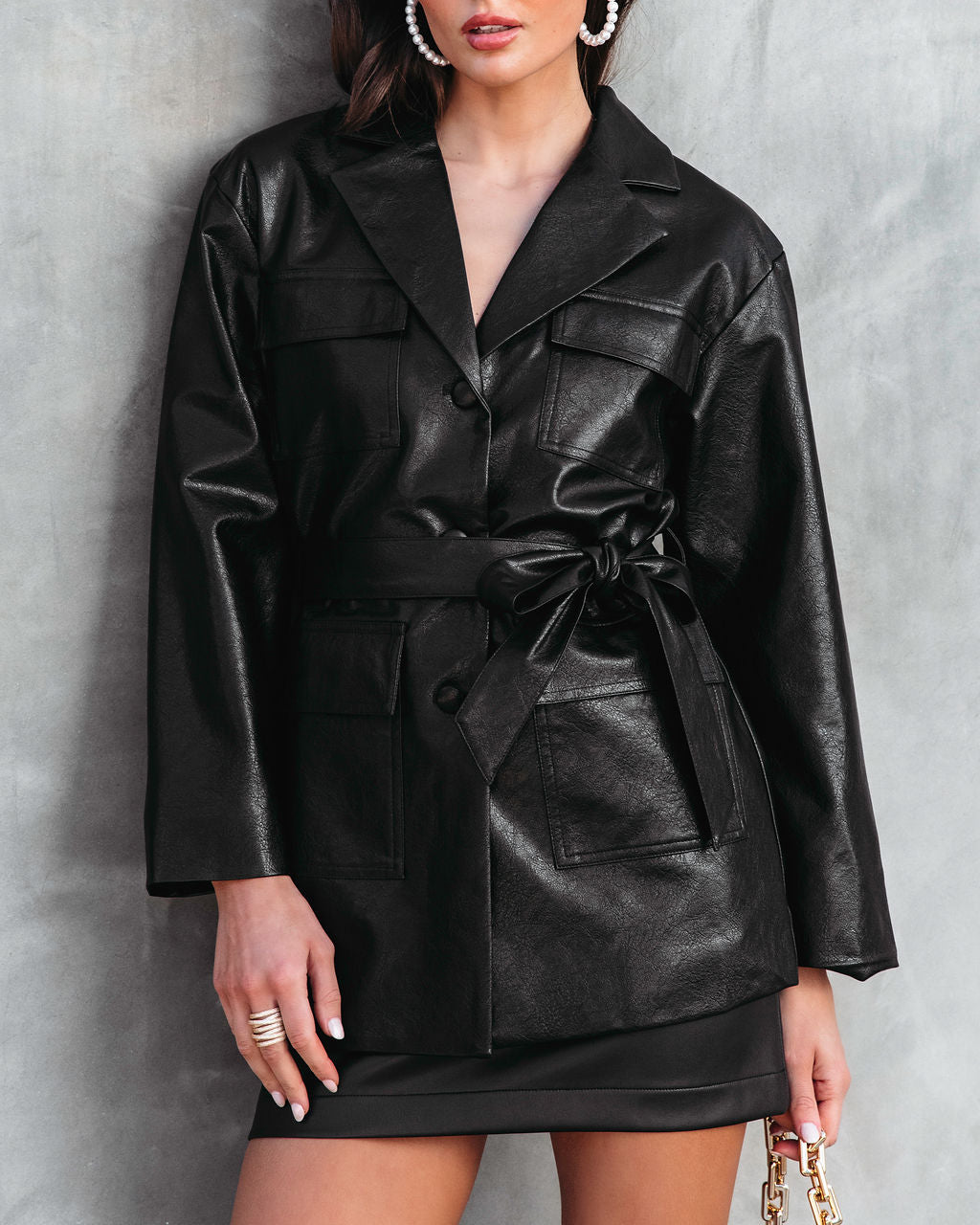 Express Yourself Utility Faux Leather Jacket - Black - Se7enfashion