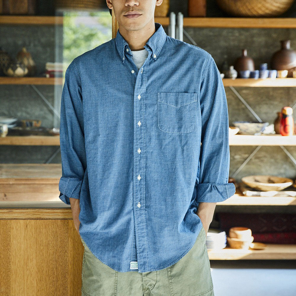 OrSlow - Chemise Chambray Petits Carreaux - Bleu