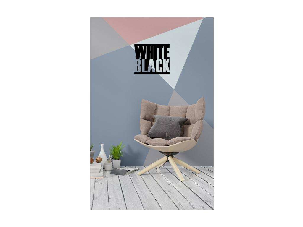 Decoración de Metal White Black, Negro, 57x1,5x50 cm, Pratcas