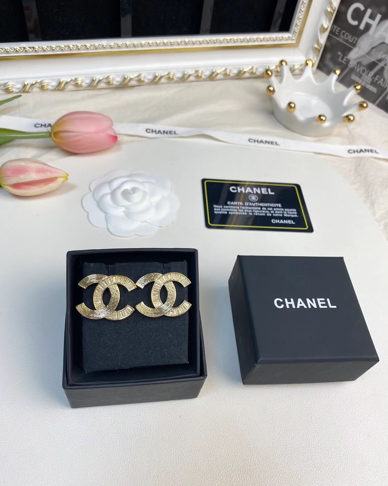 Chanel Big Gold Double C Stud Earrings - Original Replica Club