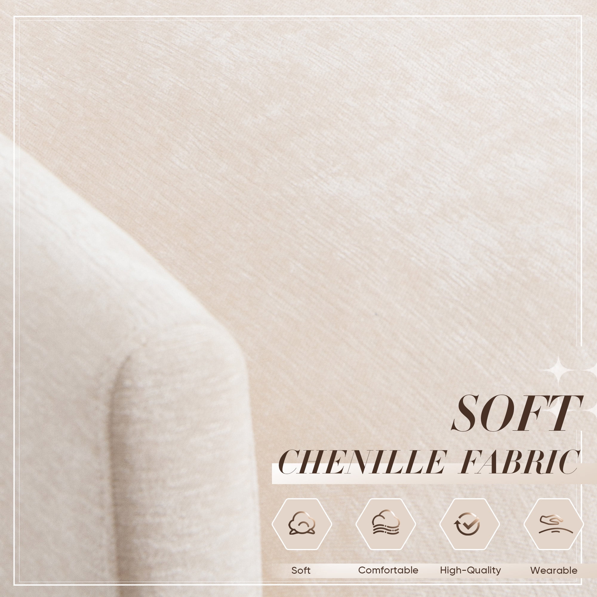 Muumblus Oversized Lounge Chair with Ottoman, Cloud Accent Armchair for Living Room, Beige Chenille - Image 13