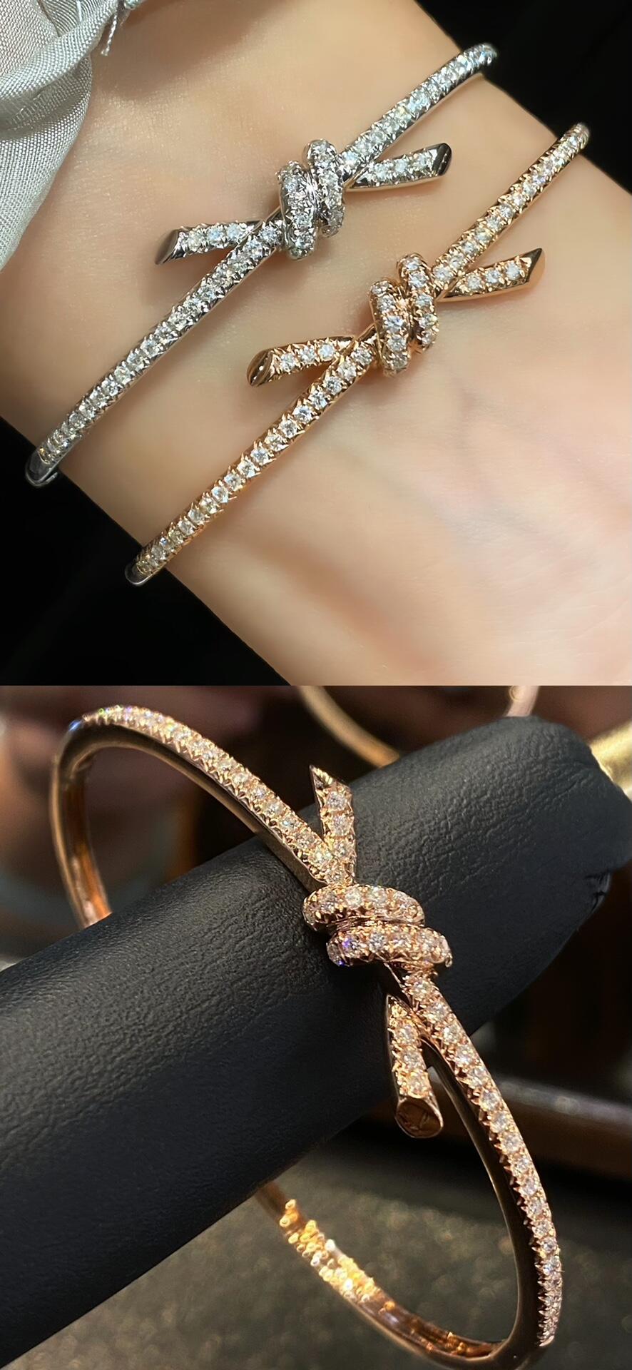Tiffany Paved Diamond Knot Bangle Bracelet - Original Replica Club