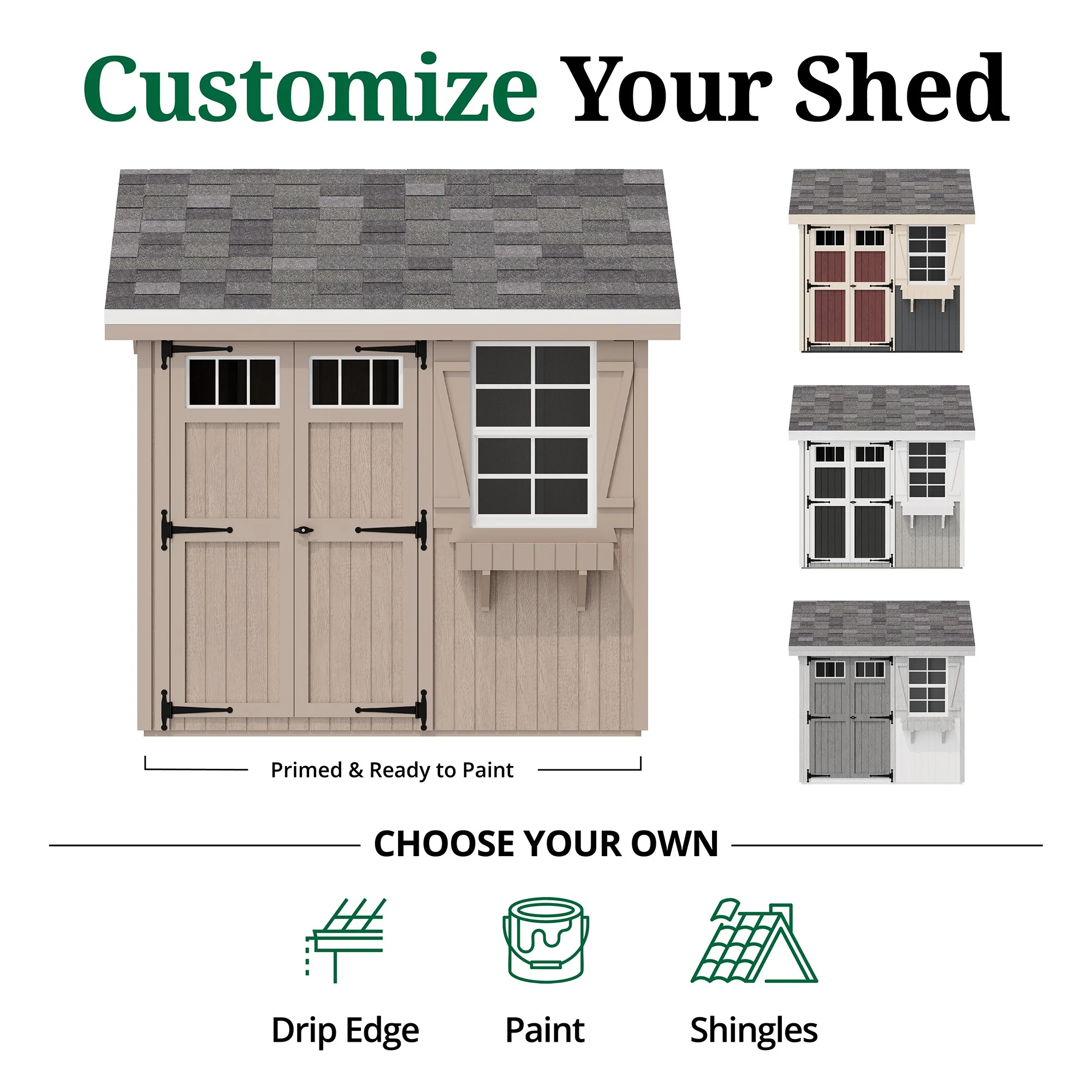 Little Cottage Co. 8x8 Colonial Pinehurst Shed with Operable Window, Outdoor Wood Storage Do-It-Yourself Precut Kit - Image 11
