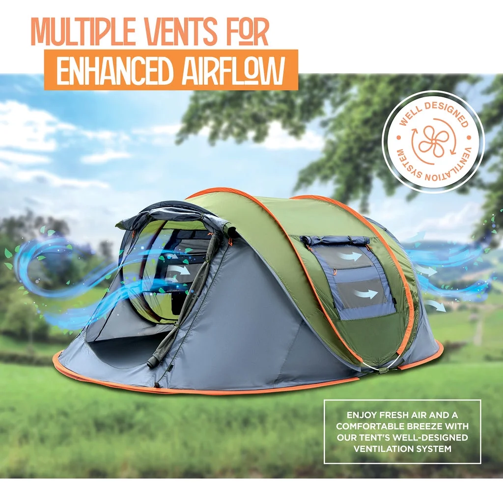Camping Tent - 3-Person Easy Pop Up Tent with 2 Doors - UPF50+ Waterproof Instant Tent - Lightweight & Portable Family Tents for Outdoor Camping, Hiking & Traveling - Carrying Bag Included Maple99USA - Image 4