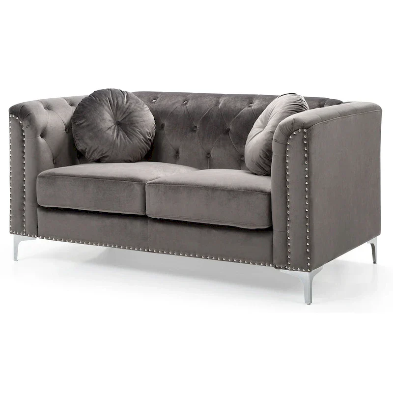 Velvet Button-Tufted Pompano Loveseat