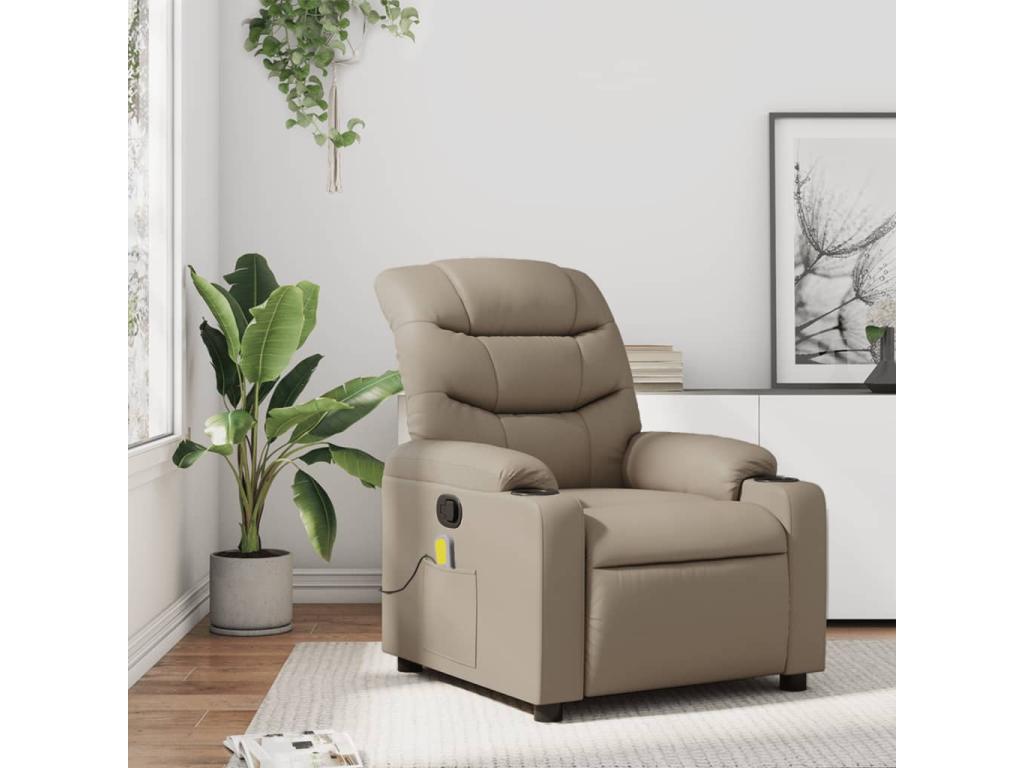 Sillón de masaje reclinable cuero sintético color capuchino