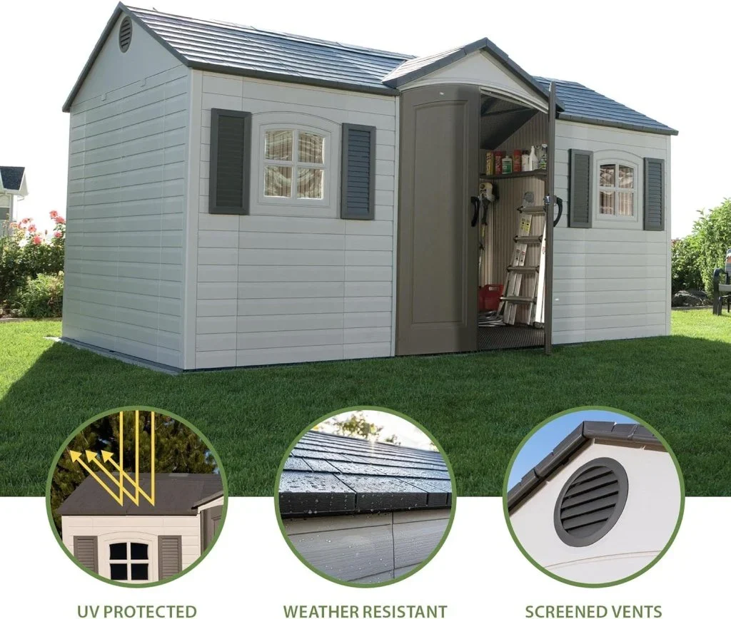 6446 Outdoor Storage Shed, 8 x 15 Foot, Desert Sand