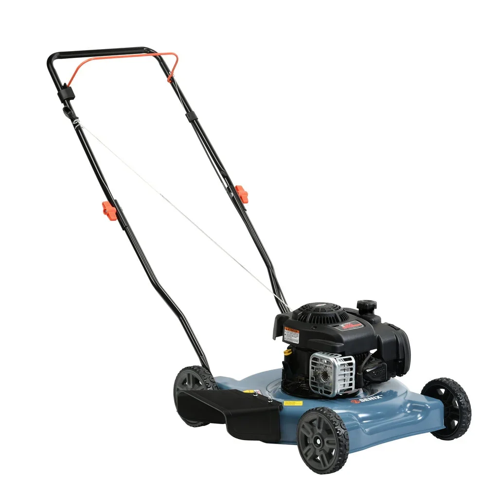 SENIX Gas Lawn Mower, 20-Inch, 125 cc 4-Cycle Briggs & Stratton Engine, Push Lawnmower with Side Discharge, 3-Position Height Adjustment, LSPG-L2, Blue