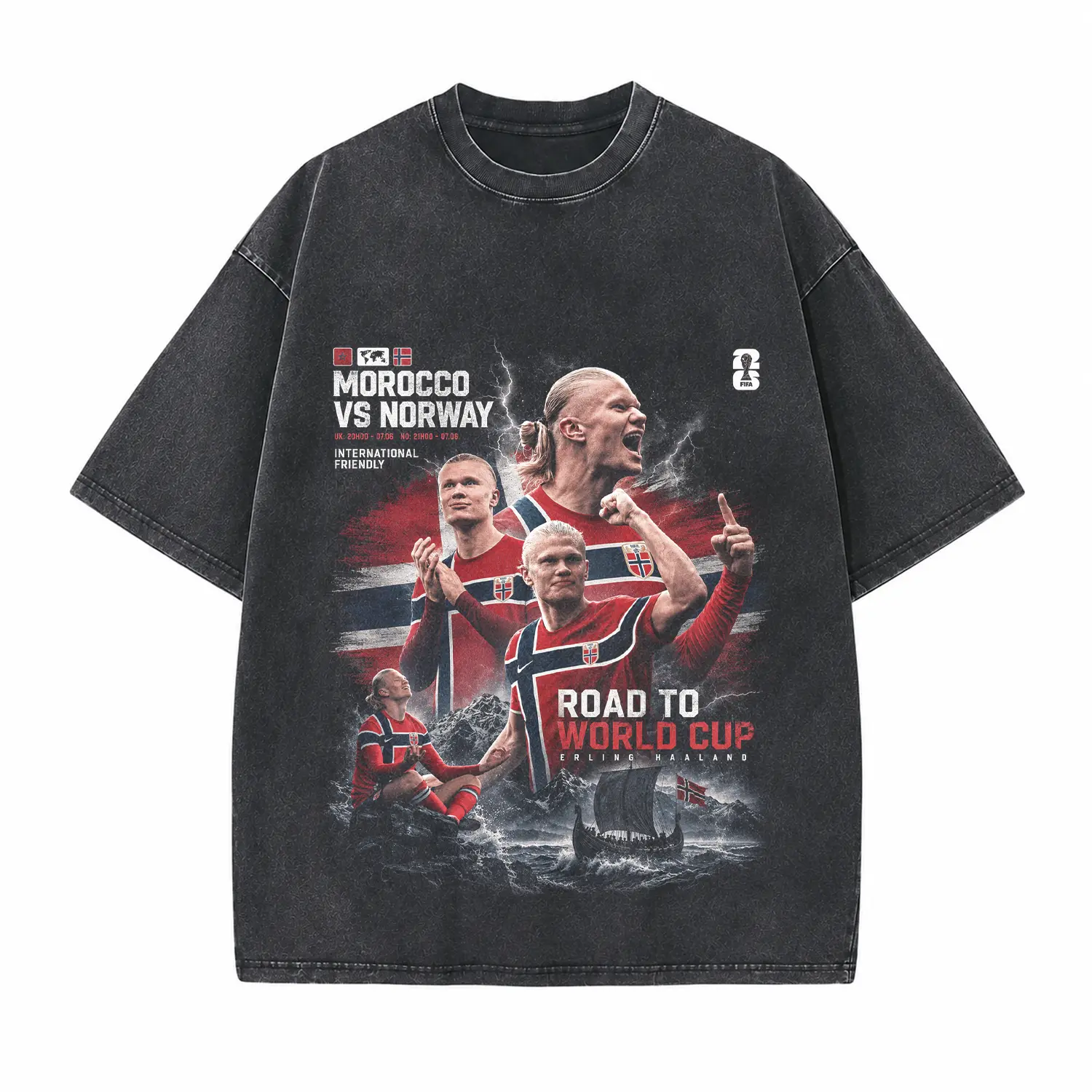 Vintage Retro Soccer Poster Printed Unisex Washed T-Shirt