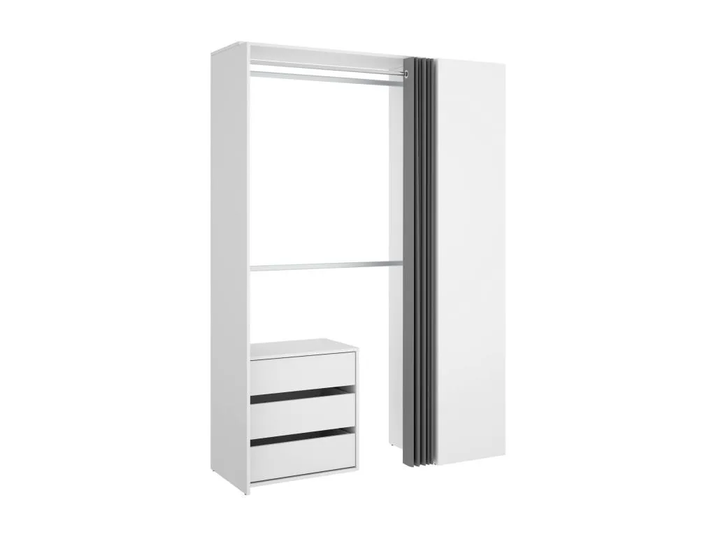 Armario Alkihogares Estructura para vestidor Perchero abierto 141x52h205 cm Blanco y Antracita