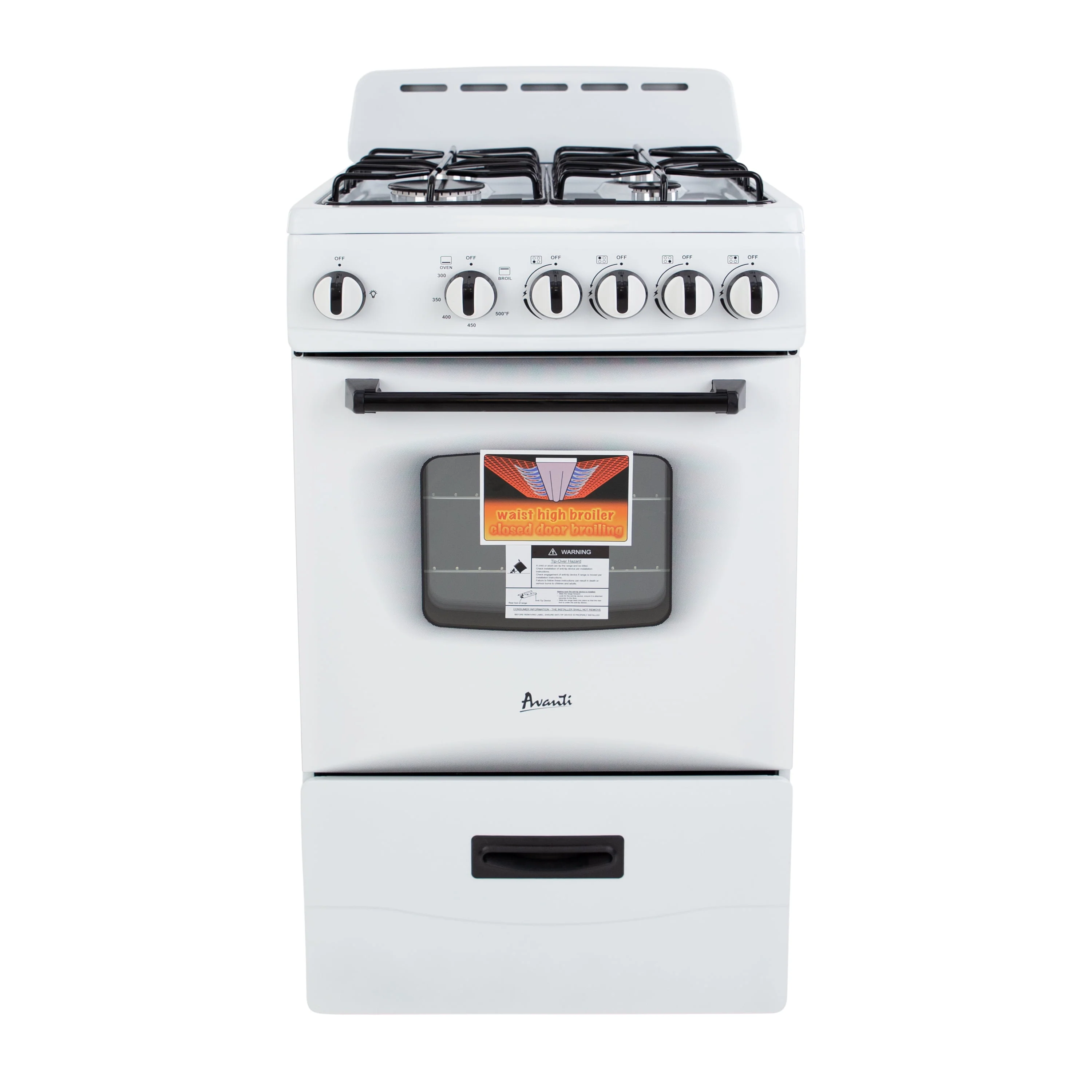 Avanti 20" Compact Gas Range Oven, in White (GR2011CW)
