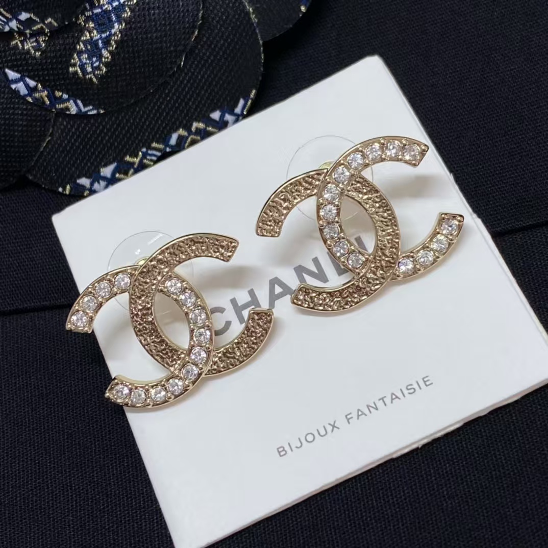 Chanel Single C Paved Diamond Earrings - Original Replica Club