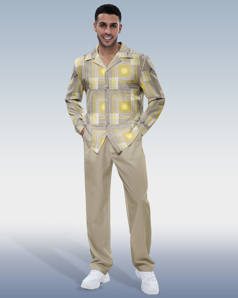 Suitmens Men's Art Cube Long Sleeve Walking Suit