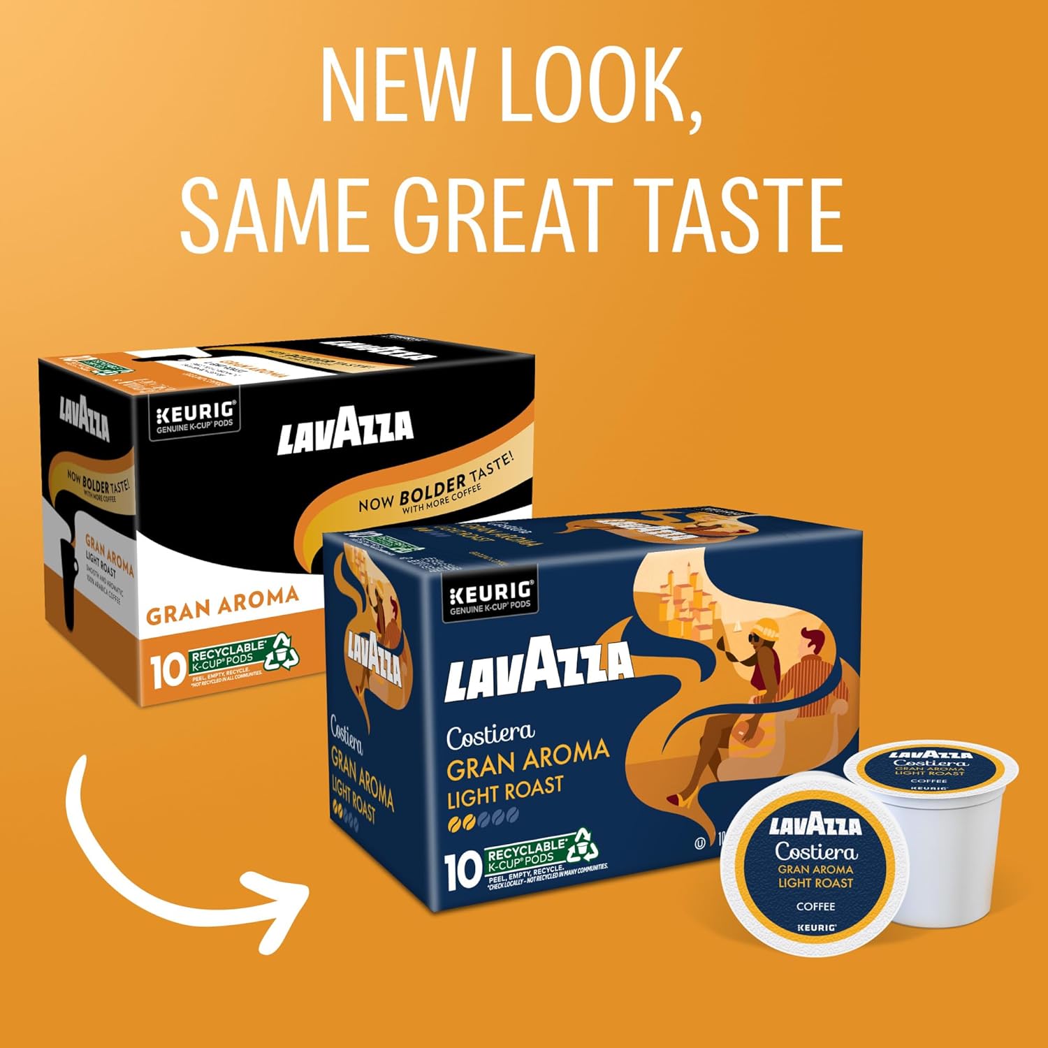 Lavazza Costiera Gran Aroma.Single-Serve Keurig K-Cup Pods.Light Roast Coffee.60-Count Box.(Pack of 12)