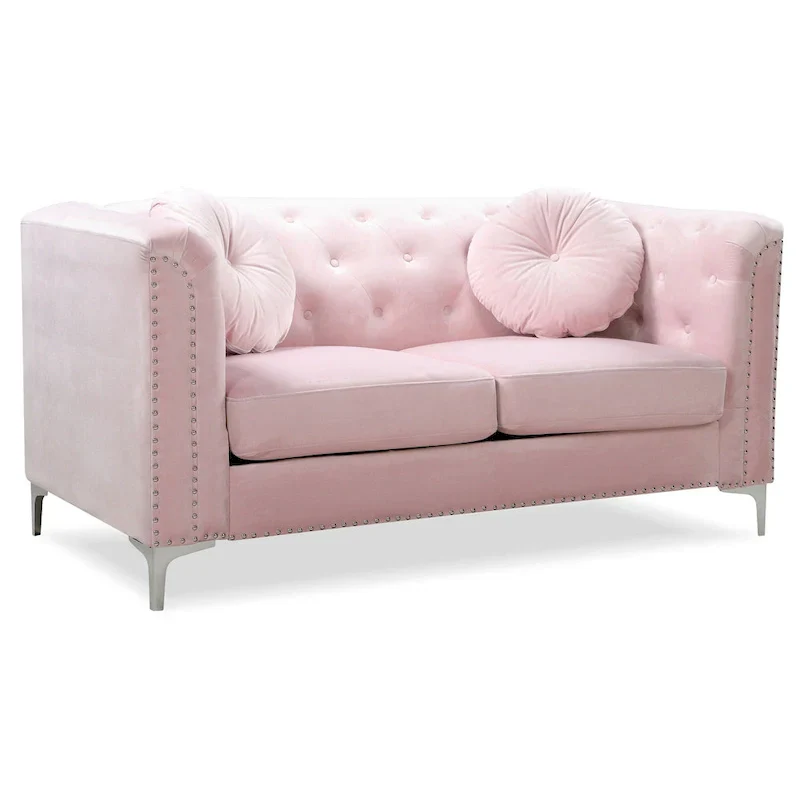Velvet Button-Tufted Pompano Loveseat
