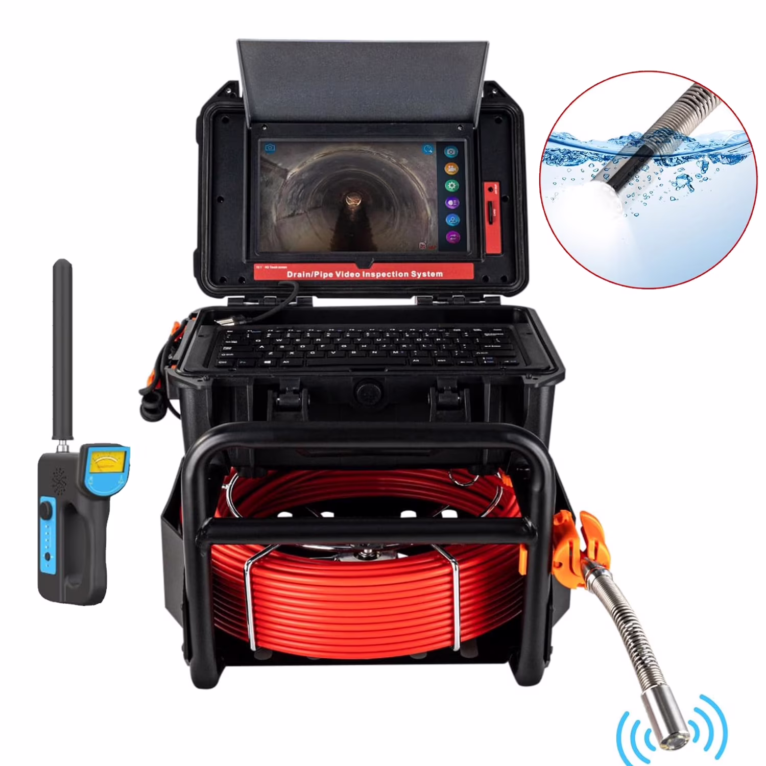 Aoile Sewer Camera with Locator, 10.1" Drain Camera with 30m/100ft Cable, Pipe Camera W/12 Adjustable Leds DVR, Waterproof IP68, Black(165FT | With Locator/Black)