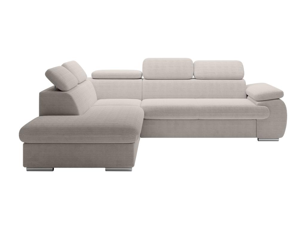 Sofá de esquina izquierda convertible en terciopelo beige
