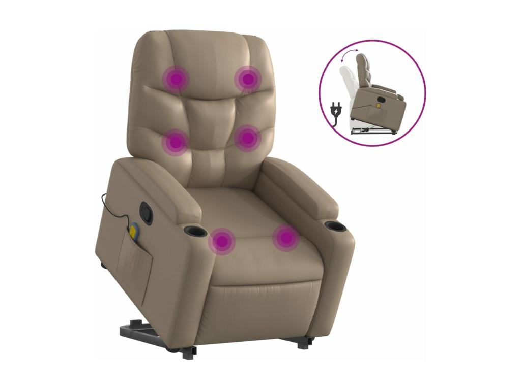 Sillón reclinable masaje pie cuero artificial color capuchino