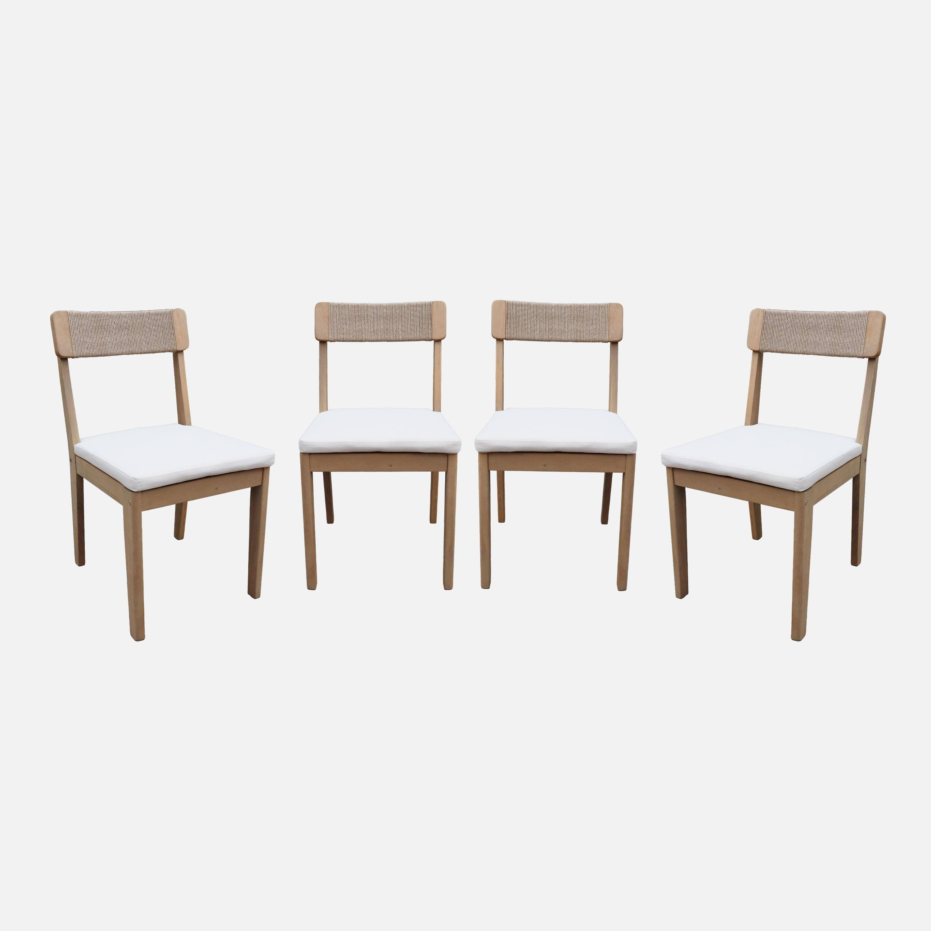 Anaki - Silla de jardín de acacia y cuerda, set de 4