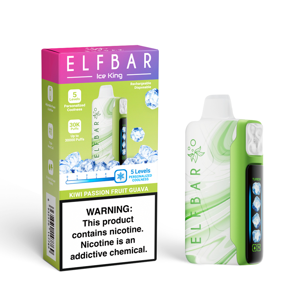 ELF BAR ICE KING 30K cigarette électronique jetable rechargeable (toutes les saveurs)