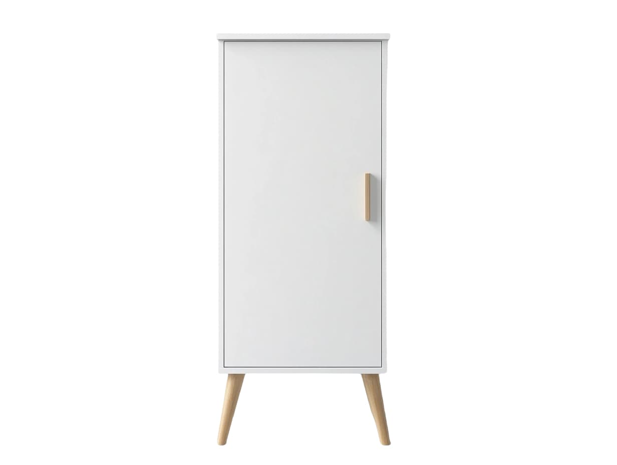 Armario Alto Blanco con Patas de Madera