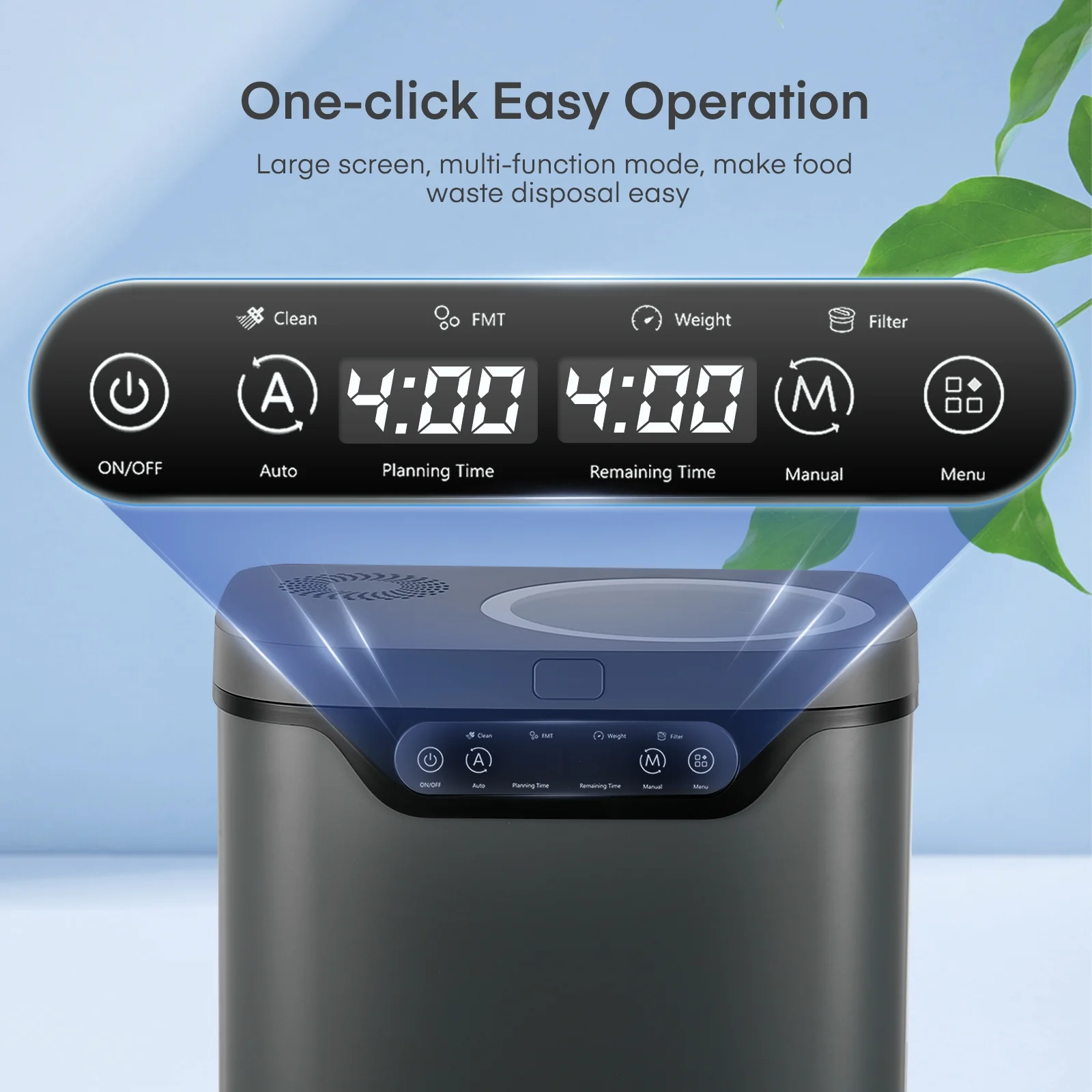 4L Electric Composter for Kitchen, Countertop Compost Bin Indoor with Visible Window, LED Display - Image 4