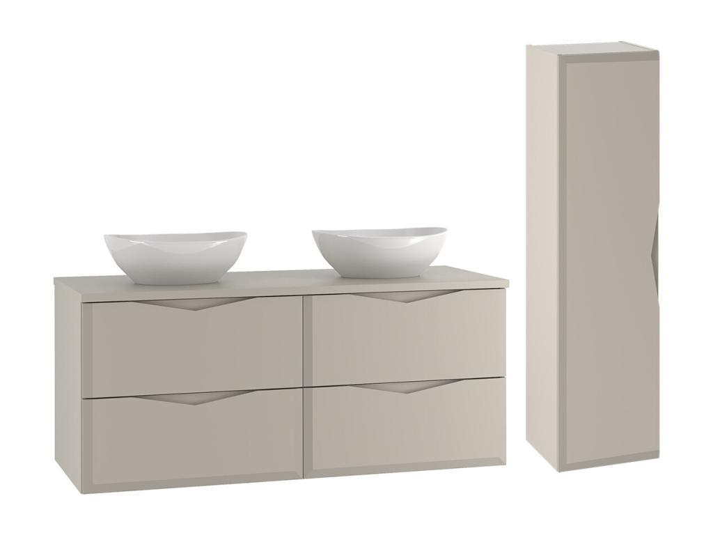 Conjunto de muebles con doble lavabo 120cm y columna Ellie Cachemira