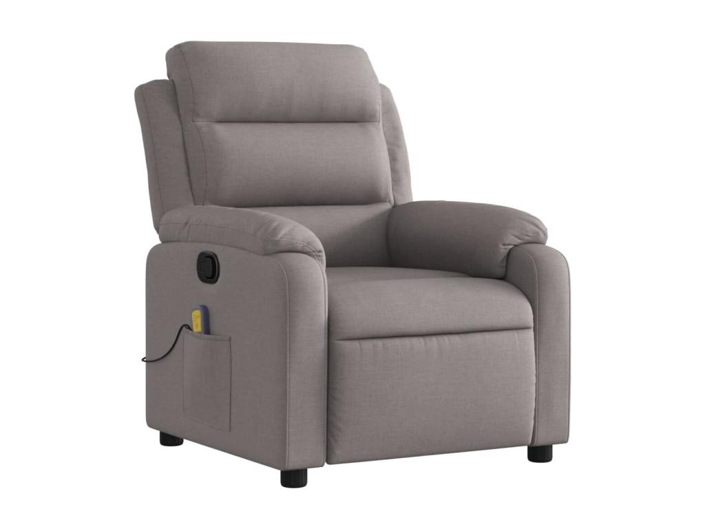 Sillón de masaje reclinable de tela gris taupé