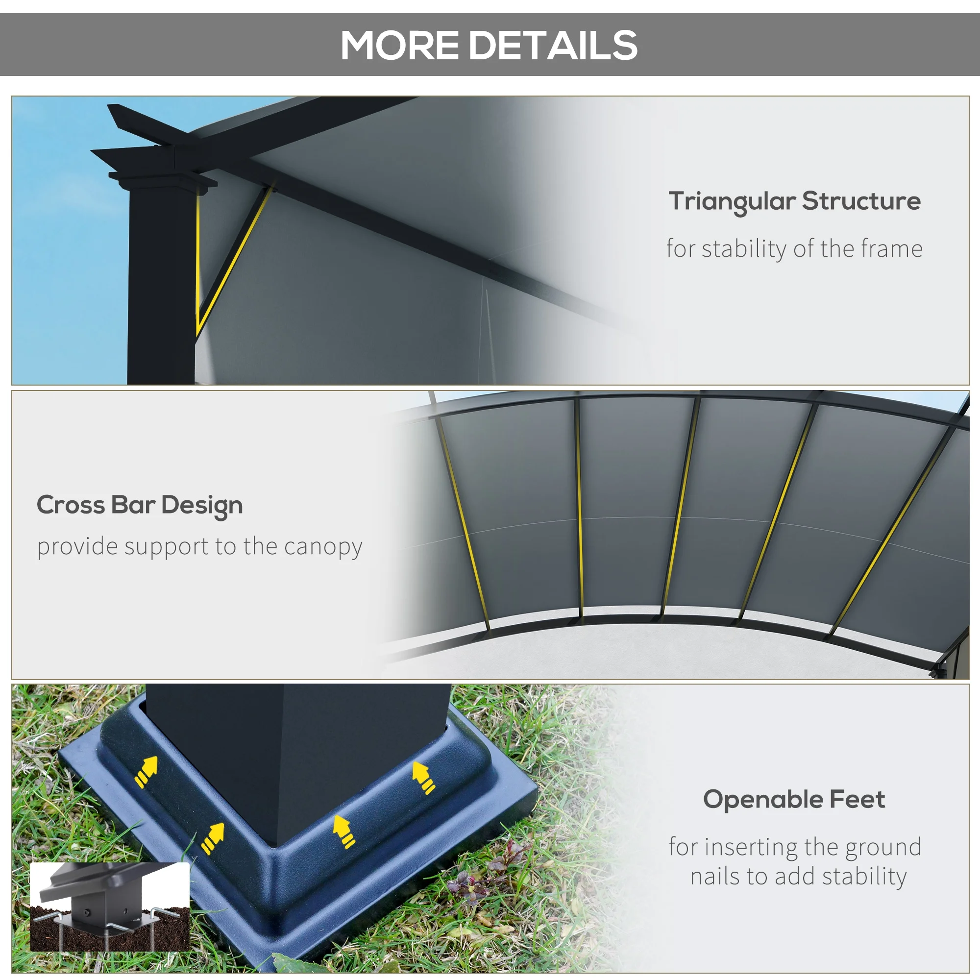 Outsunny 11' x 11' Outdoor Retractable Pergola Canopy, Sun Shade Canopy Patio Metal Shelter for Garden Porch Beach, Beige - Image 14