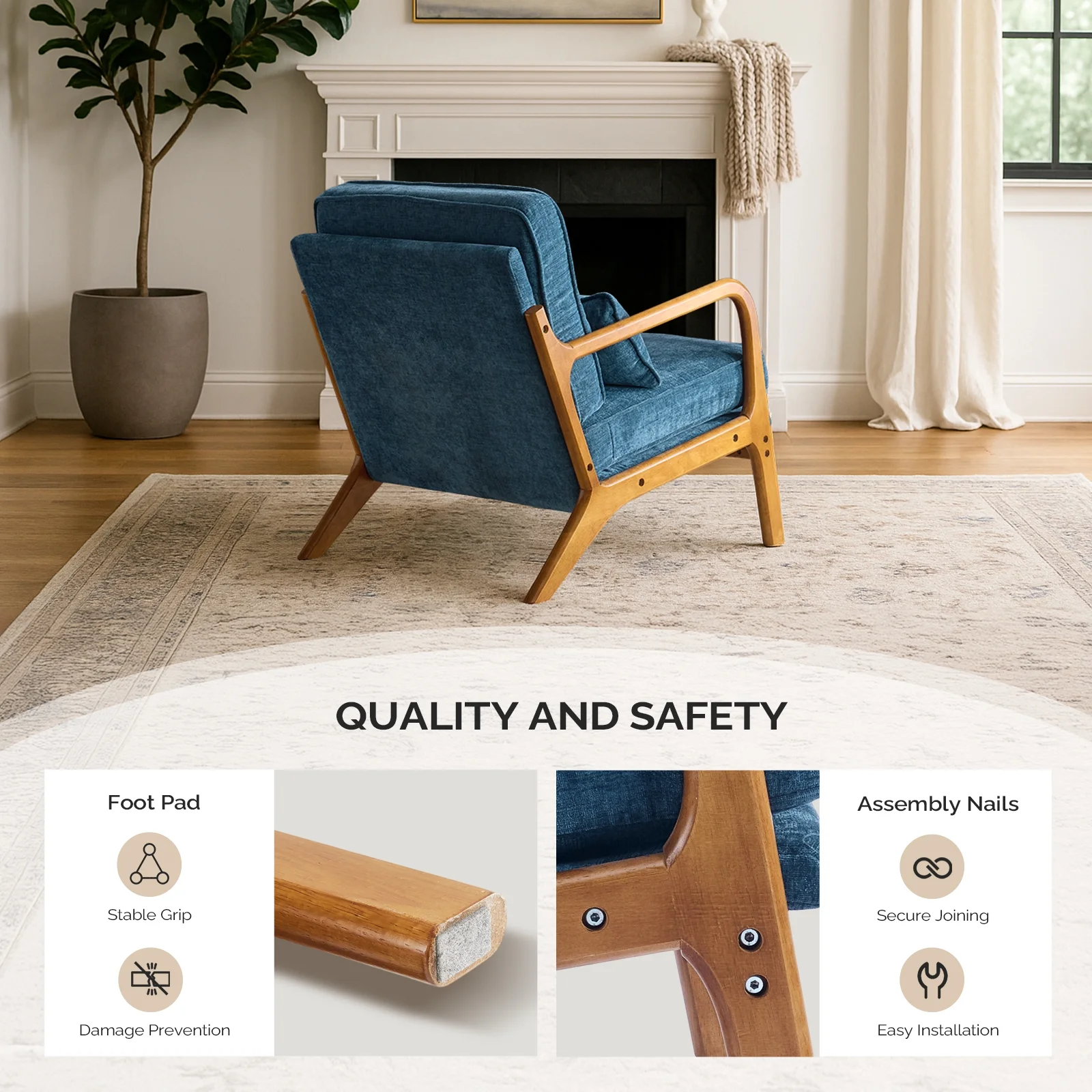 Ktaxon Accent Chair Corduroy Upholstered Armchair, Reading Club Chair with Pillow and Solid Wood Frame for Living Room Bedroom Furniture Off White - Image 92