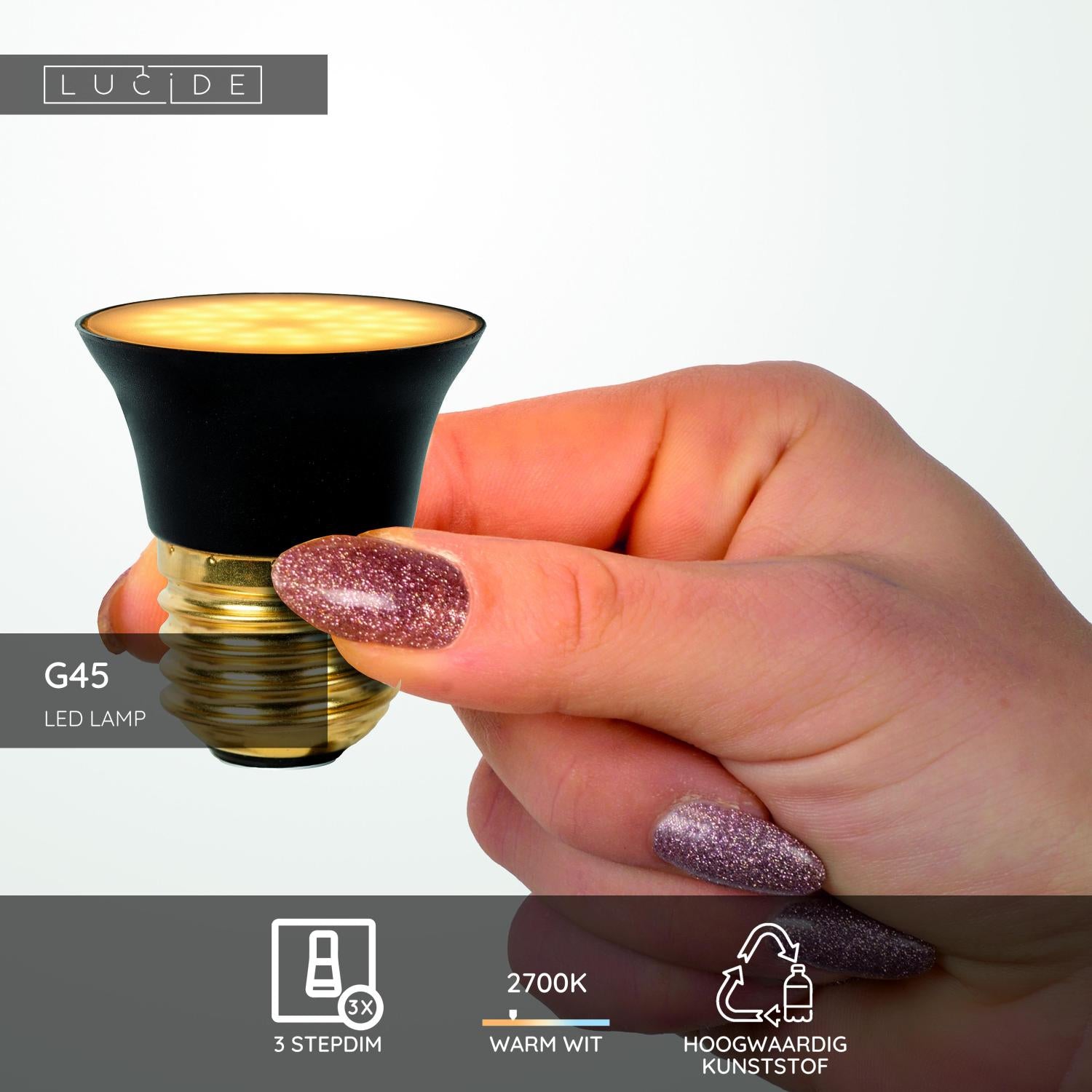 Lucide G45 Led lamp - Zwart (set van 3)