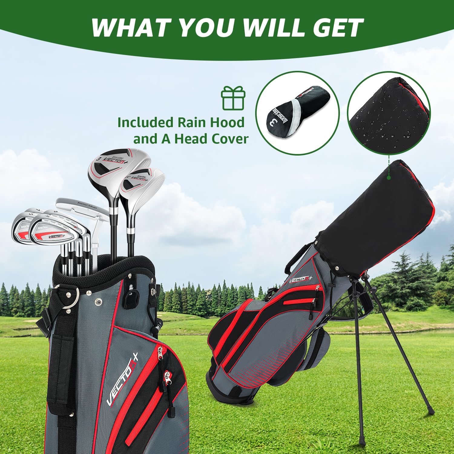 XDriveMax Complete Men's Golf Club Set With Stand Bag and Rain Cover - Left Hand Red - Image 5 XDriveMax Complete Men's Golf Club Set With Stand Bag and Rain Cover - Left Hand Red - Image 5