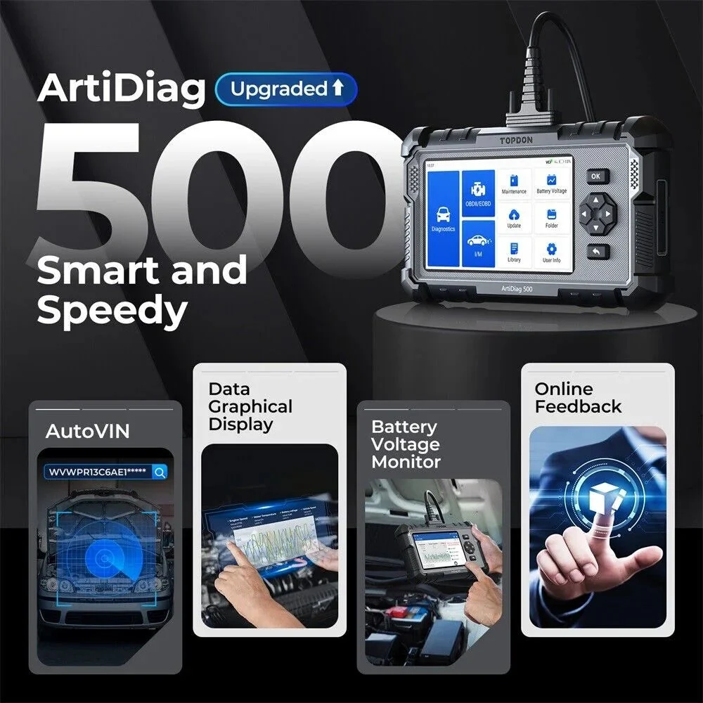 TOPDON Car Diagnostic Scanner With Engine, ABS, SRS, Transmission And CAN Tests - ArtiDiag500 - Image 3 TOPDON Car Diagnostic Scanner With Engine, ABS, SRS, Transmission And CAN Tests - ArtiDiag500 - Image 3