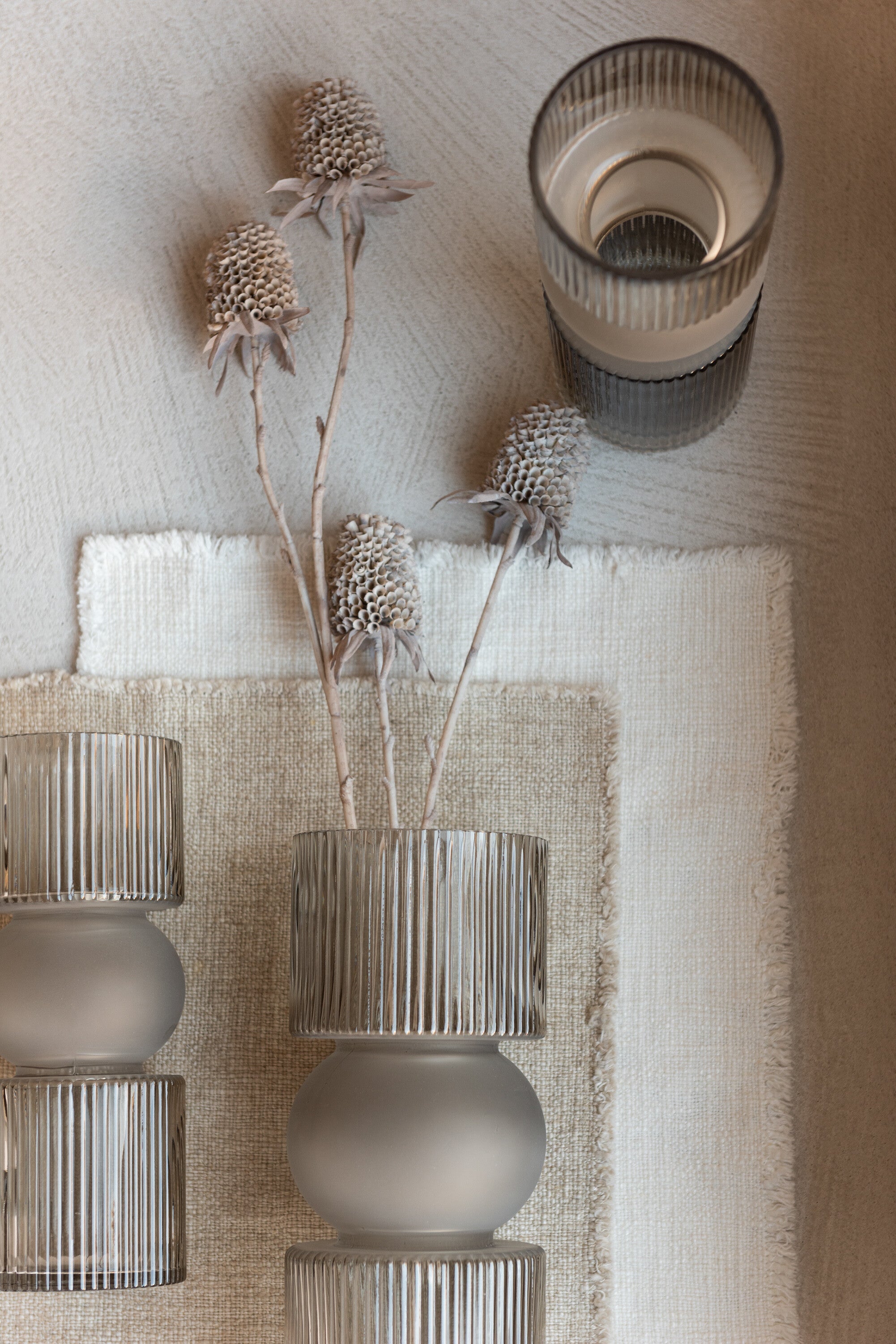 J-Line vaas kaarshouder Snoep - glas - grijs - medium