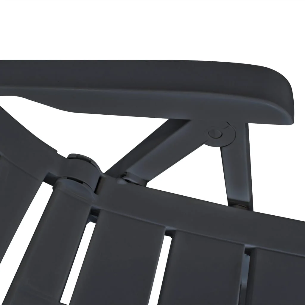vidaXL Reclining Patio Chairs Outdoor Stack Dining Chair with Armrest Plastic - Image 9