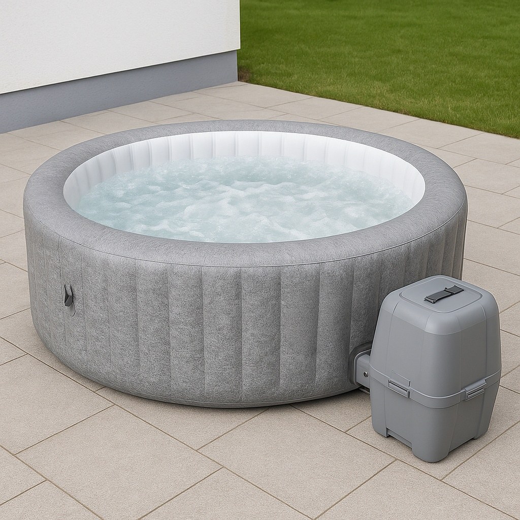 Spa hinchable redondo gris plástico uso exterior/interior 205x60 cm