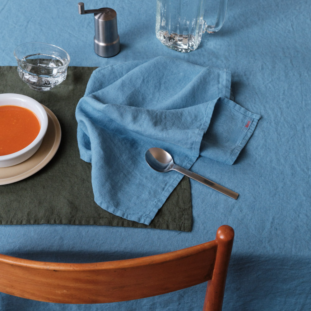 Serviette de table en lin lavé - Bleu Primaire