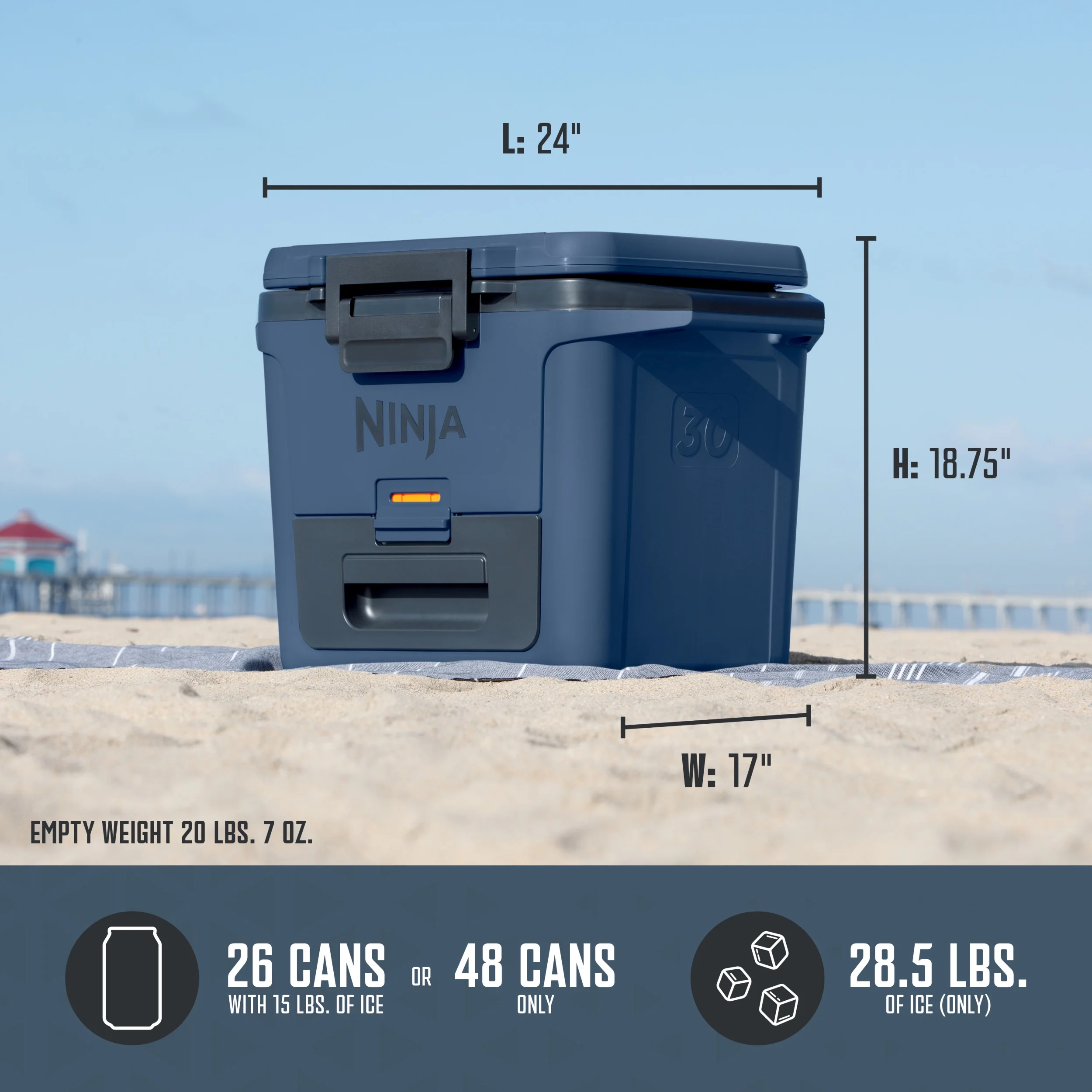 Ninja FrostVault 30qt Hard Cooler with Dry Zone, Ice Chest Cooler, White, FB131WH - Image 29