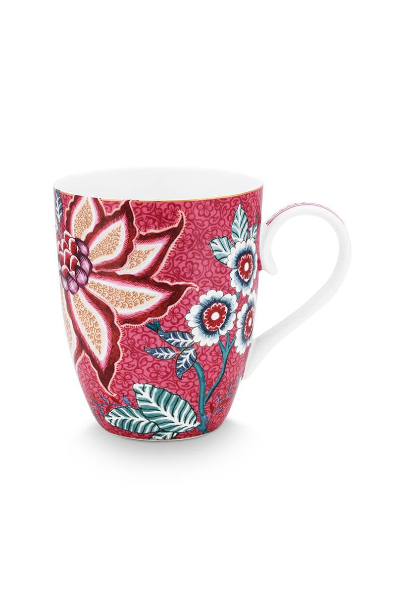 Mug Large Flower Festival Dark Pink