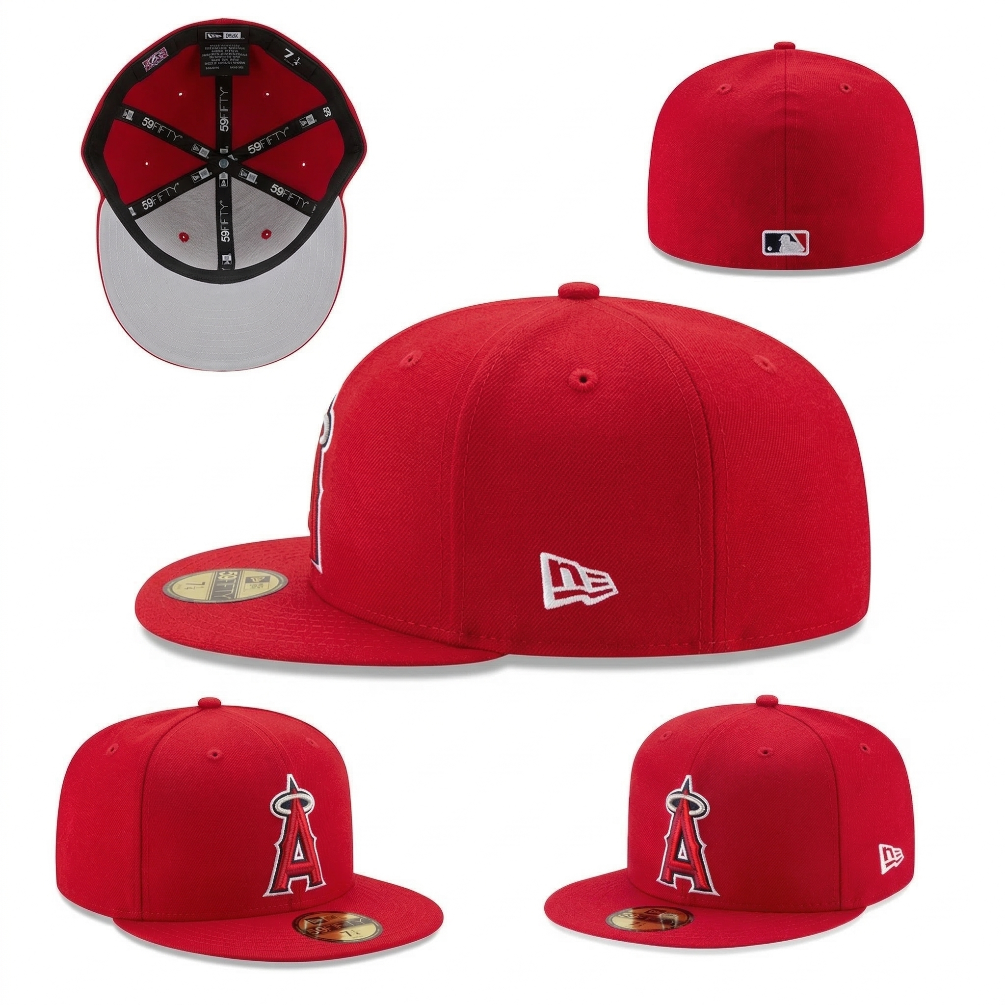 Los Angeles Angels Classic Red 59FIFTY Fitted Hat with Grey Undervisor - SEVEN HATS - SEVEN HATS