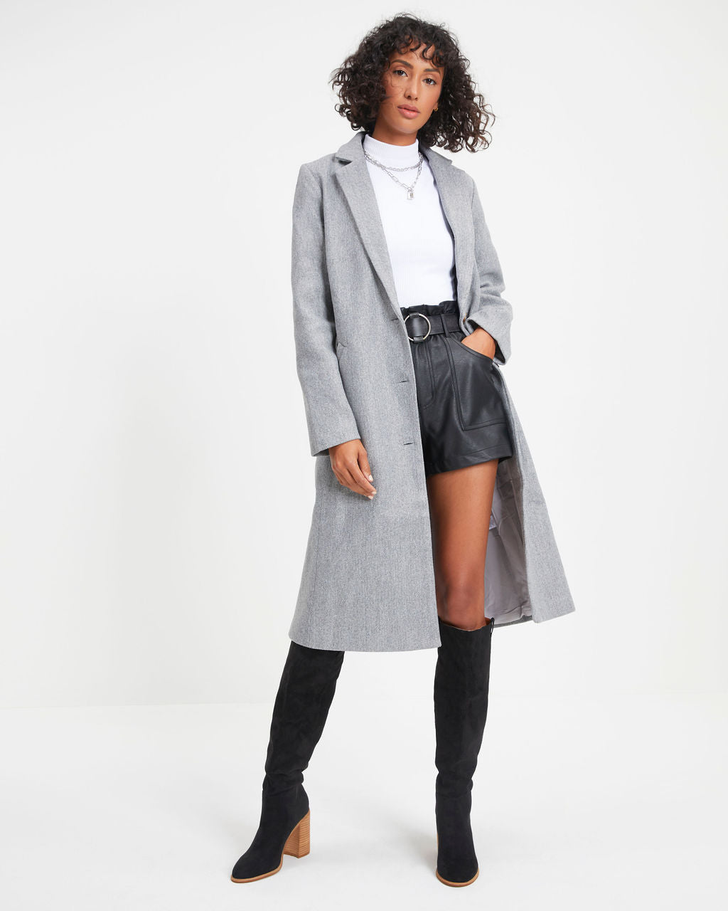 Breezy City Fall Pocketed Coat - Grey - Se7enfashion