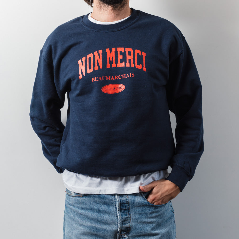 Merci - Sweat College Non Merci - Bleu