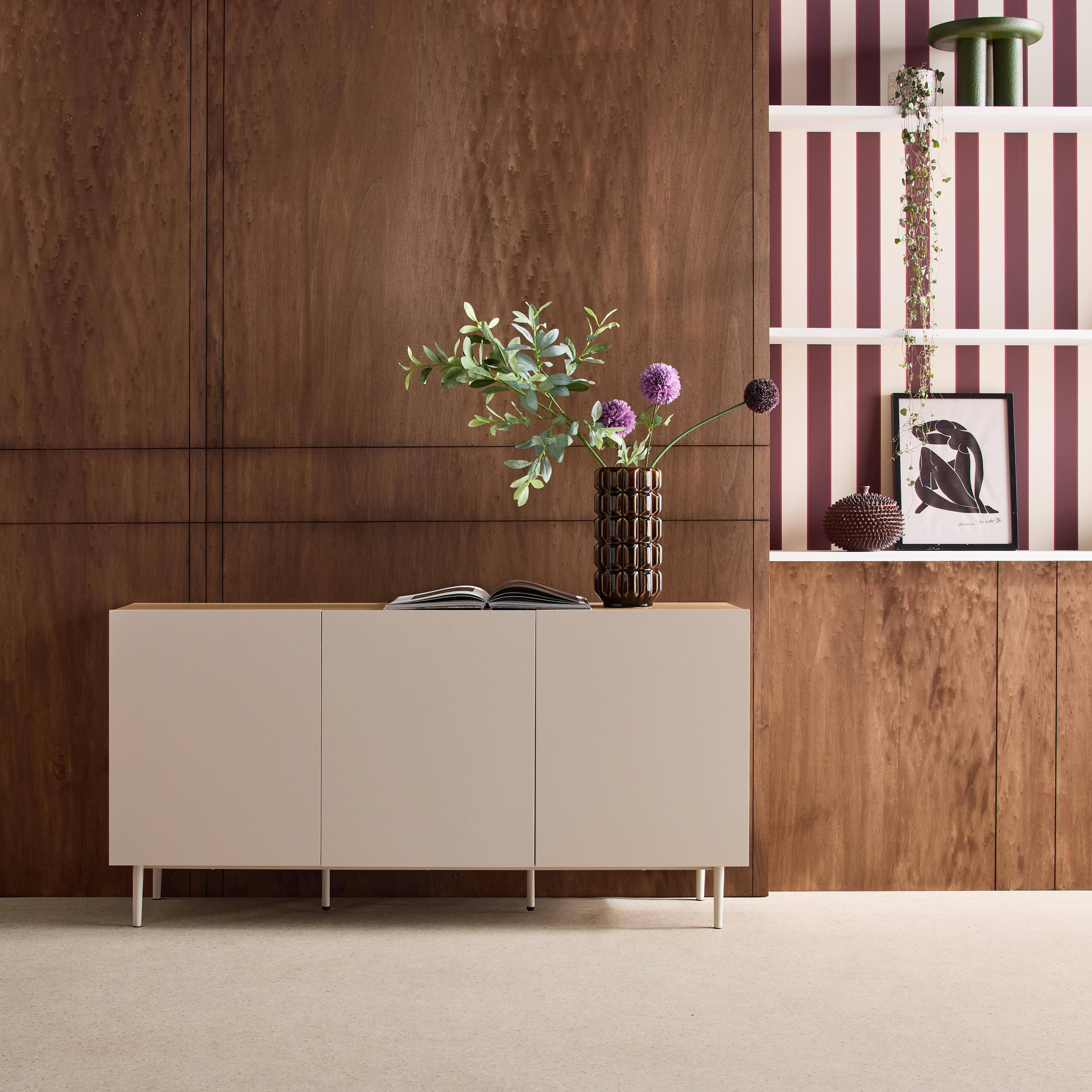 Ashton - Aparador de metal y decoración de madera 3 puertas, 150cm